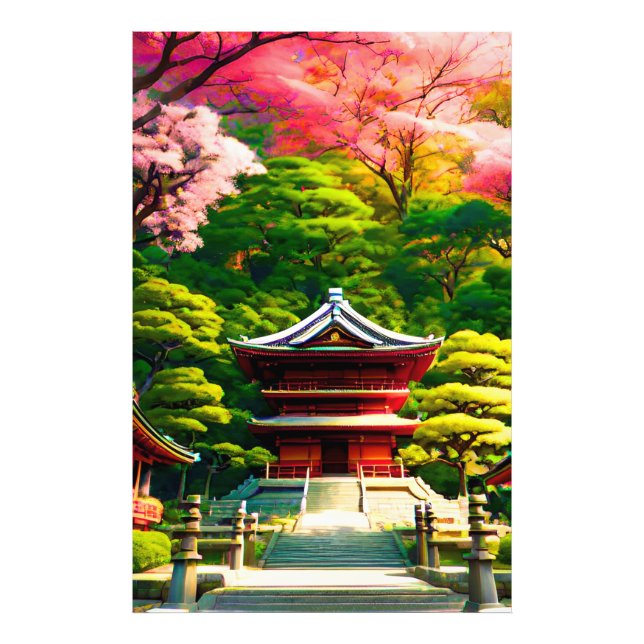 Cherry Blossom Temple Fotodruck (Vorne)