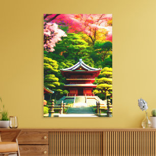 Cherry Blossom Temple Leinwanddruck