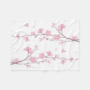 Cherry Blossom - Transparenter Hintergrund Fleecedecke