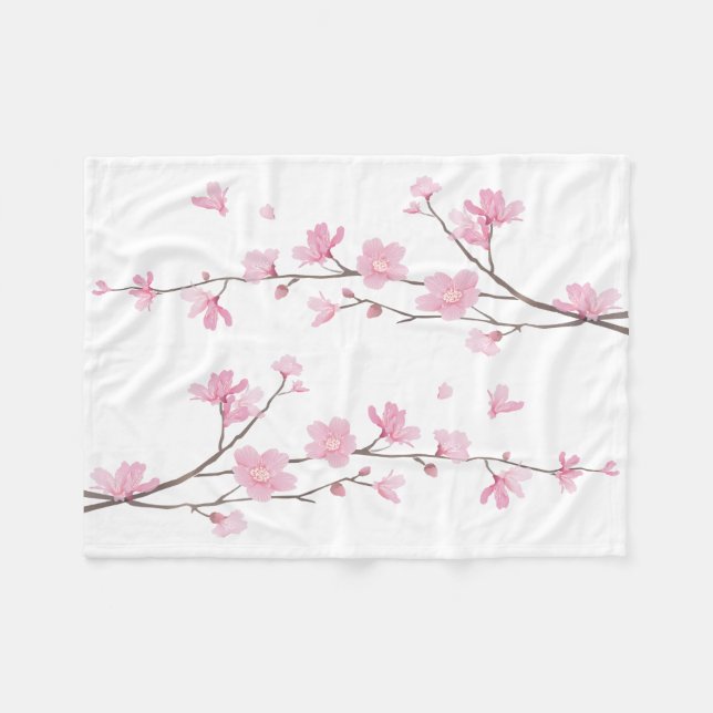 Cherry Blossom - Transparenter Hintergrund Fleecedecke (Vorderseite (Horizontal))
