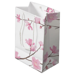 Cherry Blossom - Transparenter Hintergrund Mittlere Geschenktüte