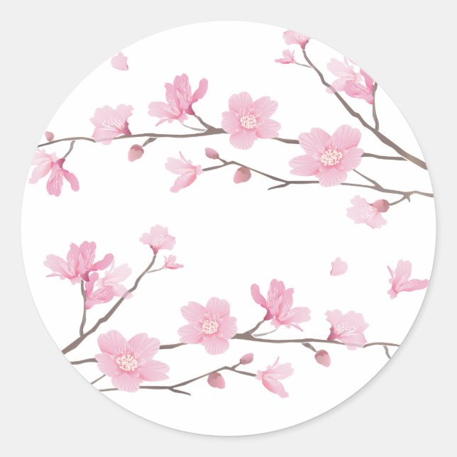 Cherry Blossom - Transparenter Hintergrund Runder Aufkleber (Vorderseite)