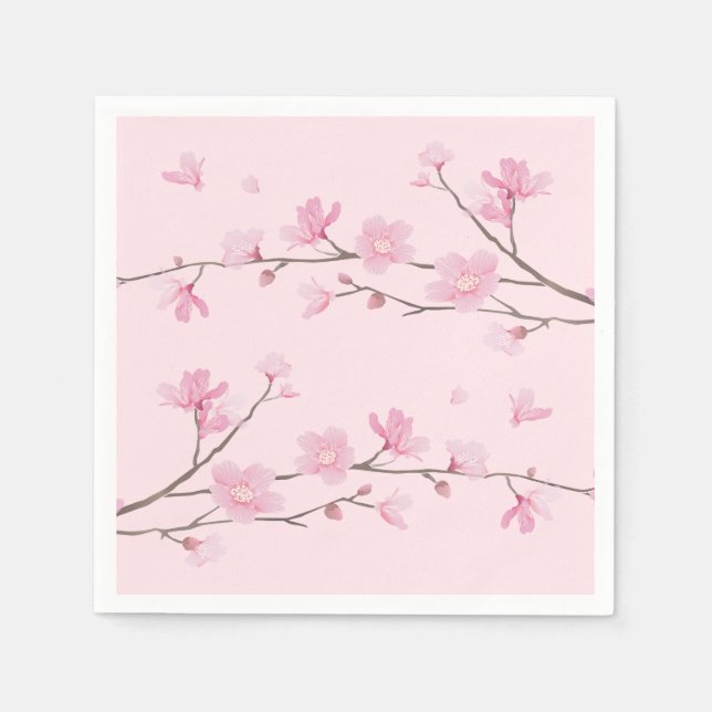 Cherry Blossom - Transparenter Hintergrund Serviette (Vorderseite)