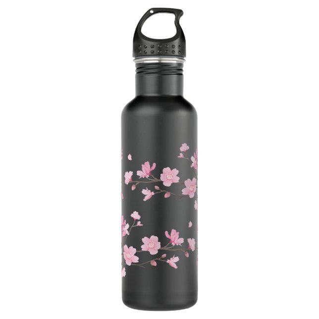 Cherry Blossom - Transparenter Hintergrund Trinkflasche (Vorderseite)