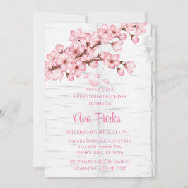 Cherry Blossom Tree Bark Bridesmaids Luncheon Einladung