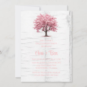 Cherry Blossom Tree Bark Engagement Party Einladung