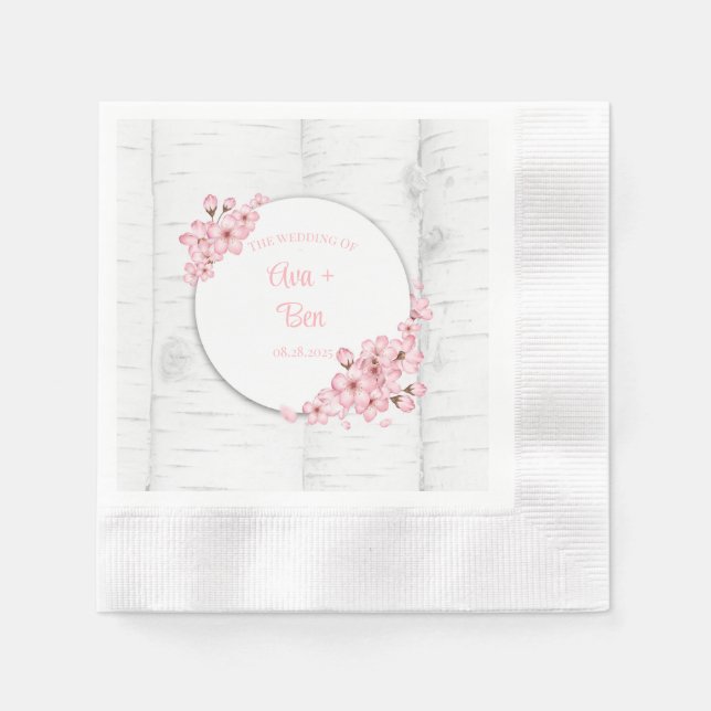 Cherry Blossom Tree Bark Wedding Serviette (Vorderseite)