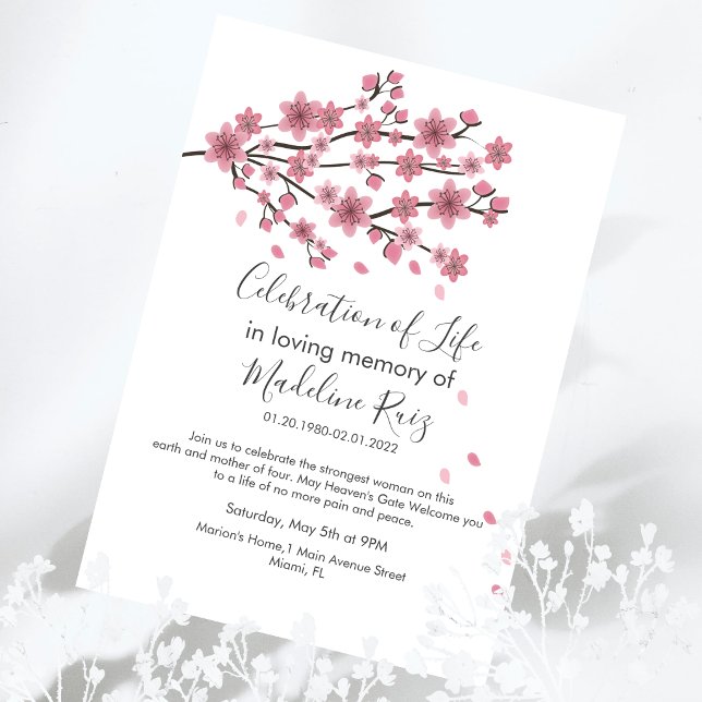Cherry Blossom Tree Blush Feier des Lebens Einladung (Von Creator hochgeladen)