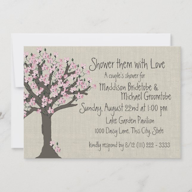 Cherry Blossom Tree Couples Dusche Einladung (Vorderseite)