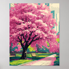 Cherry Blossom Tree Poster - Impressionist Spring