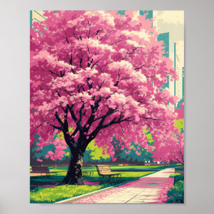 Cherry Blossom Tree Poster - Impressionist Spring