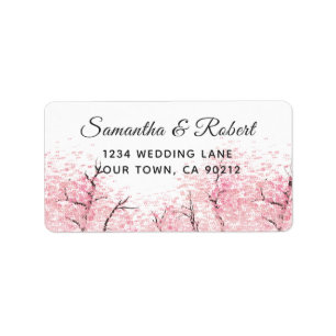 Cherry Blossom Tree Wedding Address Label Adressaufkleber