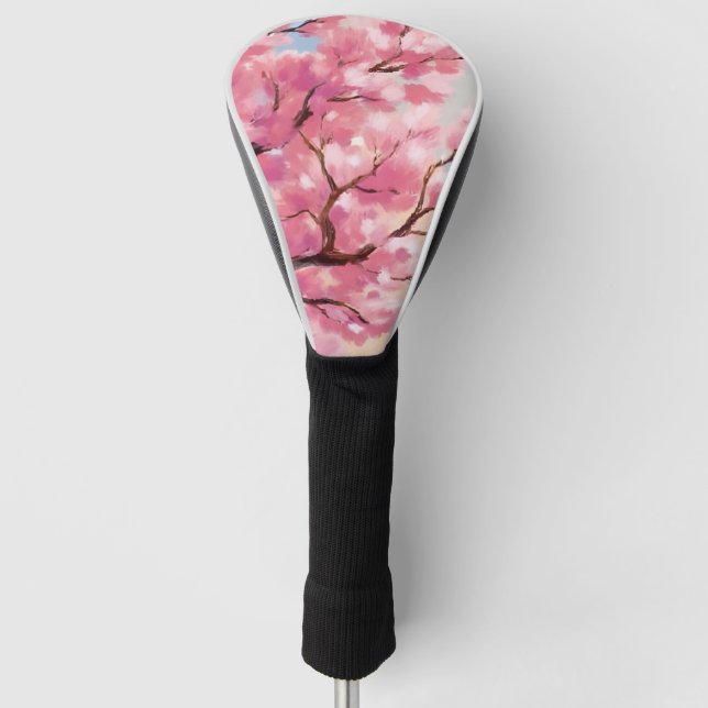 Cherry Blossom Trees Pink Floral Painting Golf Headcover (Vorderseite)