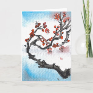 Cherry Blossom Twist Blank Card Full Karte
