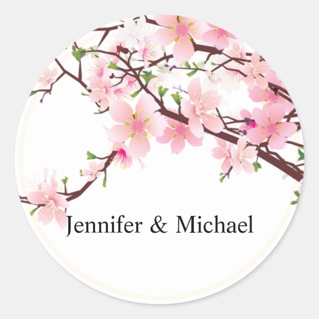 Cherry Blossom Umschlag Aufkleber Hochzeit Einladu (Vorderseite)