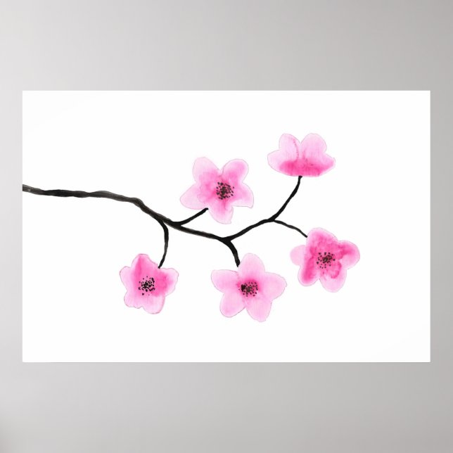 Cherry Blossom Wassercolor Poster (Vorne)