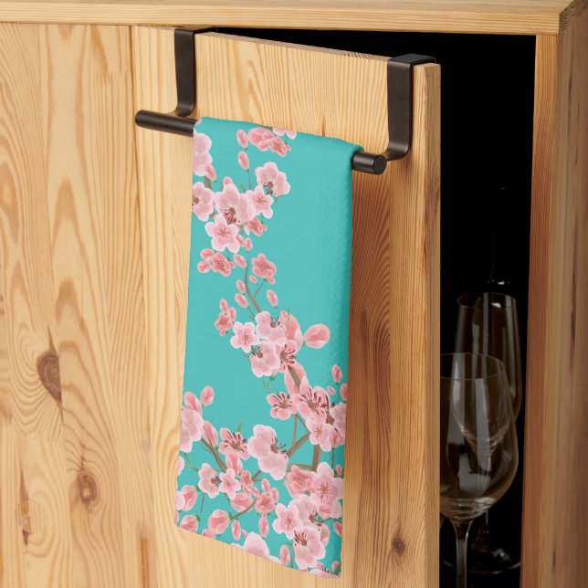 Cherry Blossom Watercolor Kitchen Towels Geschirrtuch (Drittel gefaltet)