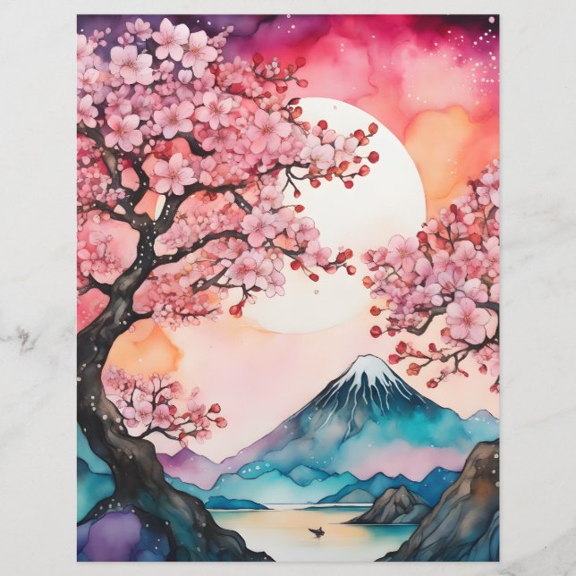 Cherry Blossom Watercolor Srapbook Paper (Vorderseite)