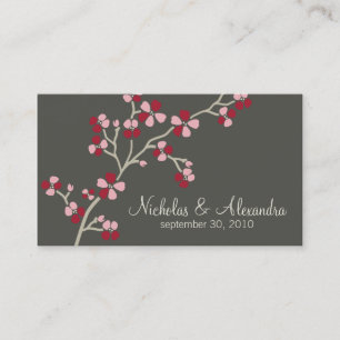 Cherry Blossom Wedding Business Card dunkel (rot) Visitenkarte