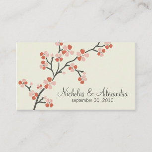 Cherry Blossom Wedding Business Card (Lachs) Begleitkarte