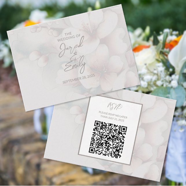 Cherry Blossom Wedding Card mit QR Code Begleitkarte (Von Creator hochgeladen)