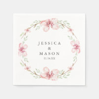 Cherry Blossom Wedding Cocktail Napkins