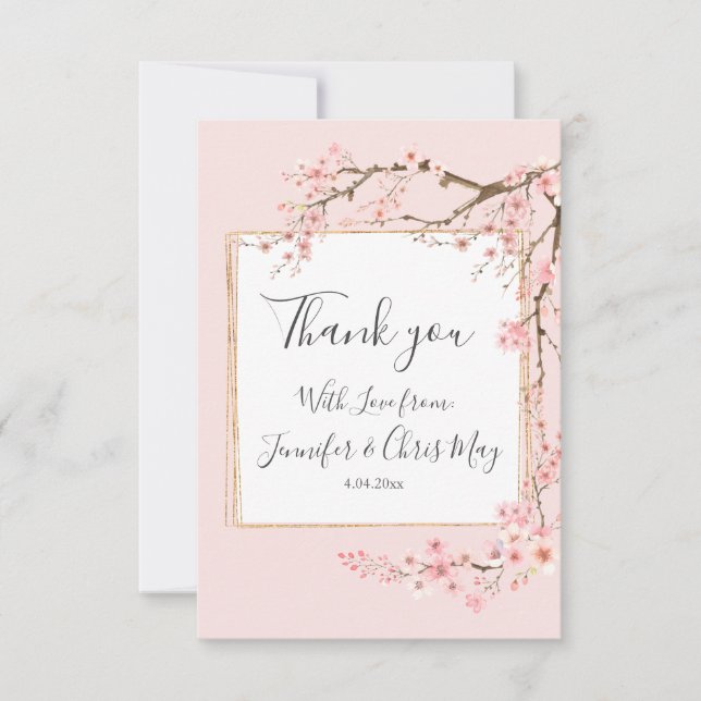 Cherry Blossom Wedding Dankeskarte (Vorderseite)