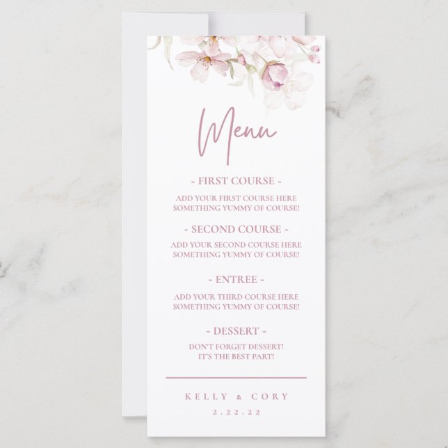 Cherry Blossom Wedding Dinner Menu (Vorderseite)