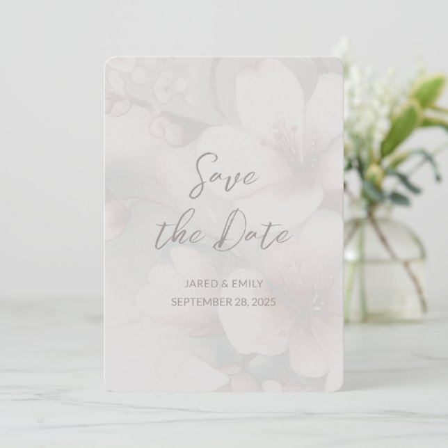 Cherry Blossom Wedding Foto Save the Date hinzufüg (Stehend Vorderseite)