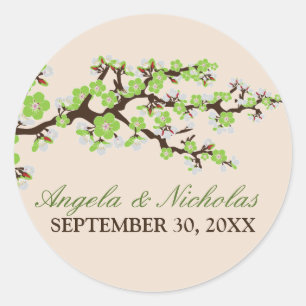 Cherry Blossom Wedding Invitation Siegel (Limon) Runder Aufkleber
