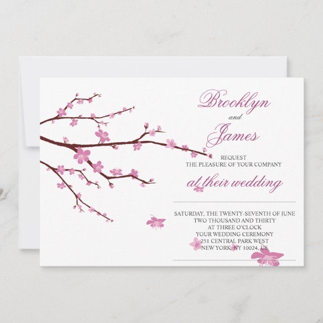 Cherry Blossom Wedding Invites Einladung (Vorderseite)