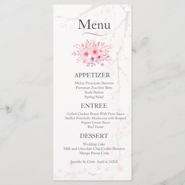 Cherry Blossom Wedding Menu Menükarte (Vorderseite)