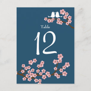 Cherry Blossom Wedding (Navy) Tischnummer