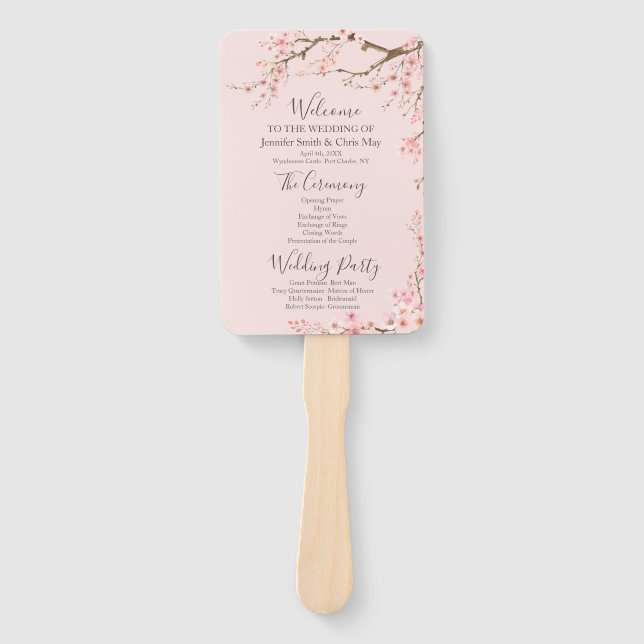 Cherry Blossom Wedding Program Fächer (Vorderseite)
