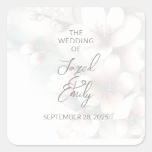 Cherry Blossom Wedding Quadratischer Aufkleber