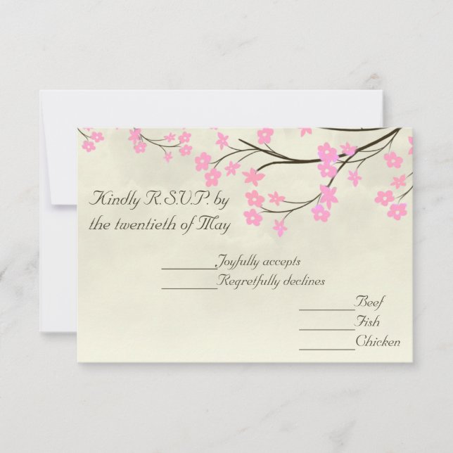 Cherry Blossom Wedding RSVP Card (Vorderseite)