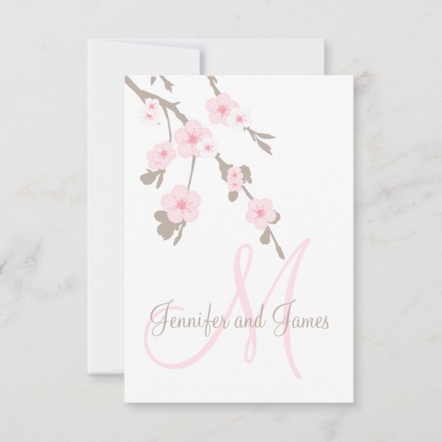 Cherry Blossom Wedding RSVP für Square Cards Karte (Vorderseite)