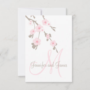 Cherry Blossom Wedding RSVP für Square Cards Karte