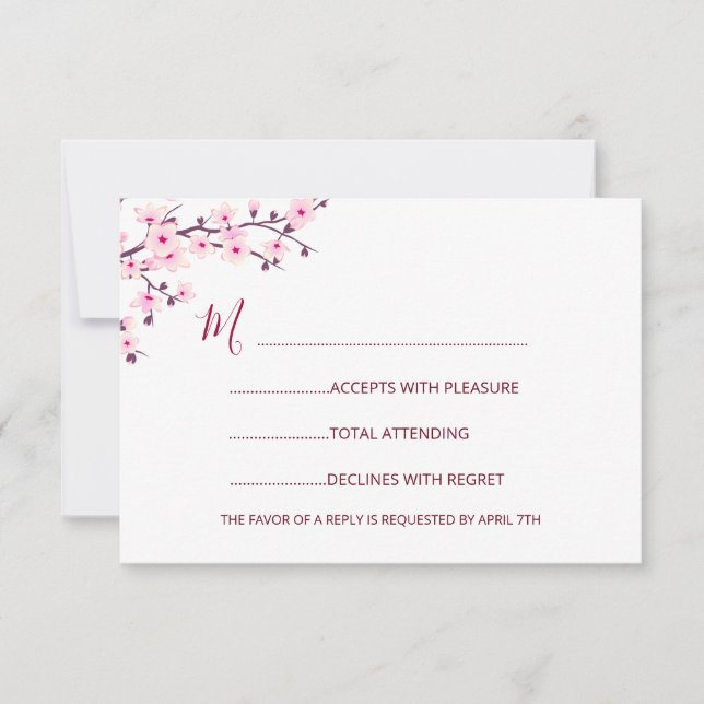 Cherry Blossom Wedding RSVP Karte (Vorderseite)