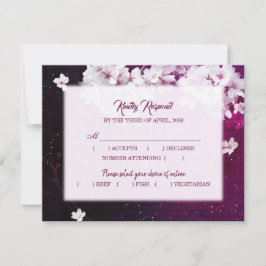 Cherry Blossom Wedding RSVP Menü Auswahl Karte