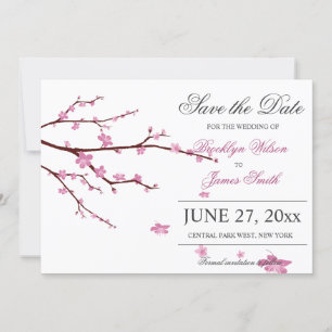 Cherry Blossom Wedding speichern das Datum Karten