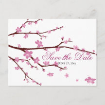 Cherry Blossom Wedding speichern das Datum Postkar