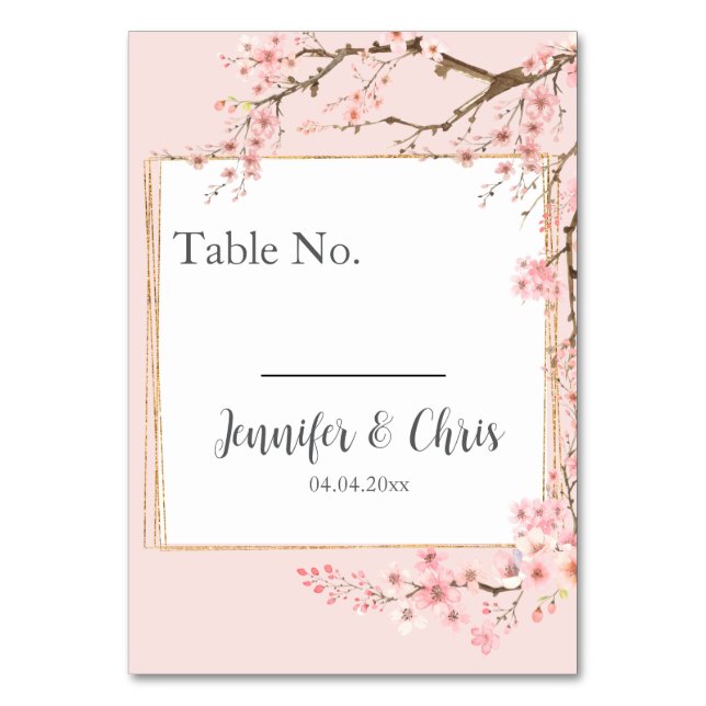 Cherry Blossom Wedding Tischnummer (Vorderseite)