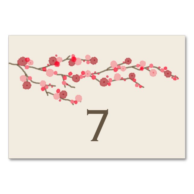 Cherry Blossom Wedding Tischnummer Card (Rückseite)