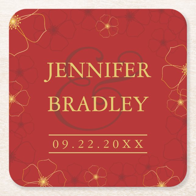 Cherry Blossom Wedding Untersetzer | Benutzerdefin (Vorderseite)