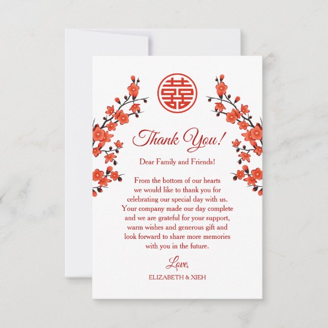Cherry Blossom Wedding Vielen Dank Dankeskarte (Vorderseite)
