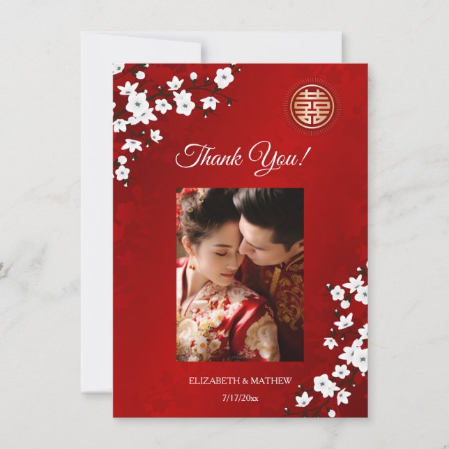 Cherry Blossom Wedding Vielen Dank Dankeskarte (Vorderseite)