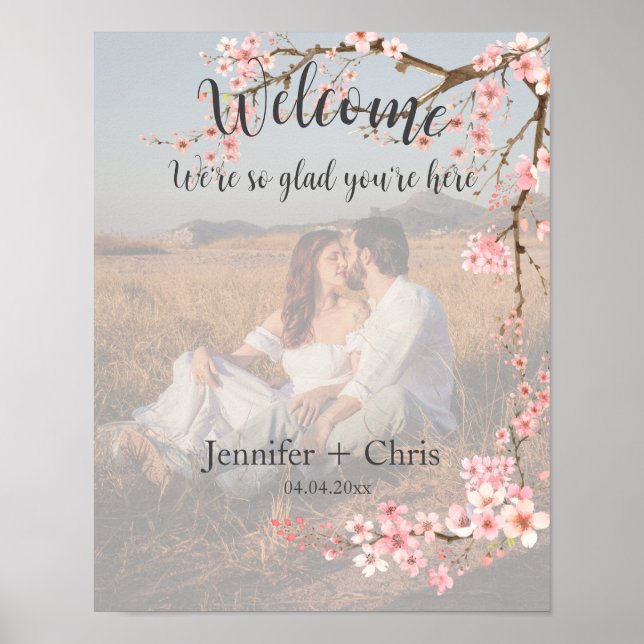 Cherry Blossom Wedding Welcome Foto Poster (Vorne)