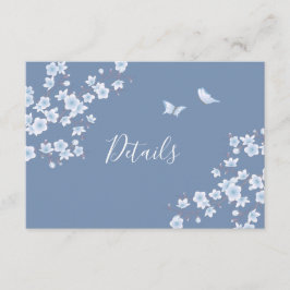 Cherry Blossom White Dusty Blue Wedding Details Begleitkarte