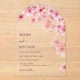 Cherry Blossom White Wedding Acryleinladungen